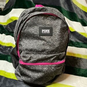 PINK Victoria's Secret Charcoal and Hot Pink Backpack